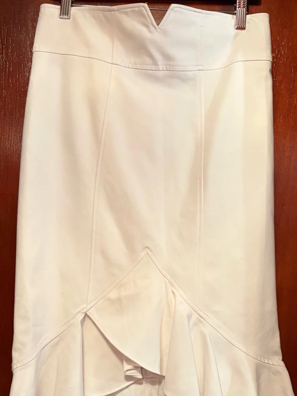 Women's Cream Ruffle Hem New York & Company Midi Skirt